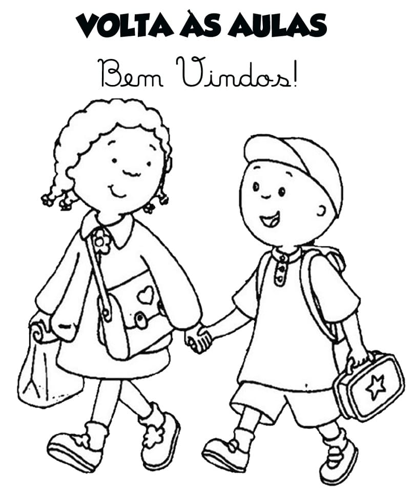 Desenho de Voltá as Aulas Atividade Educativa para Colorir com Tinta Guache e Pintar