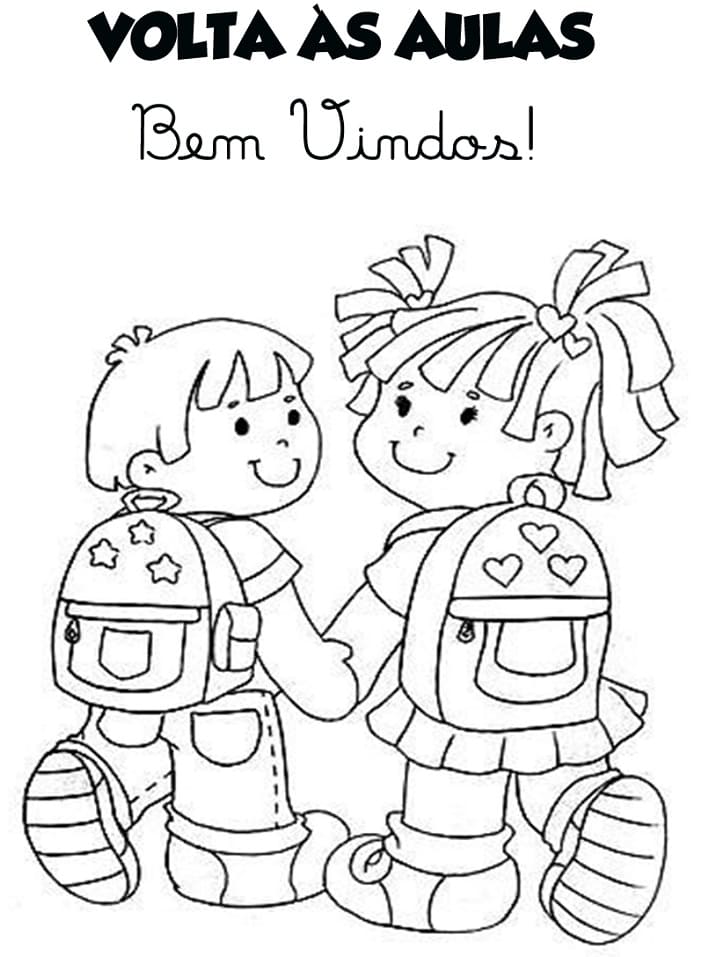 Desenho de Voltá as Aulas Foto para Colorir Imprimivel e Pintar