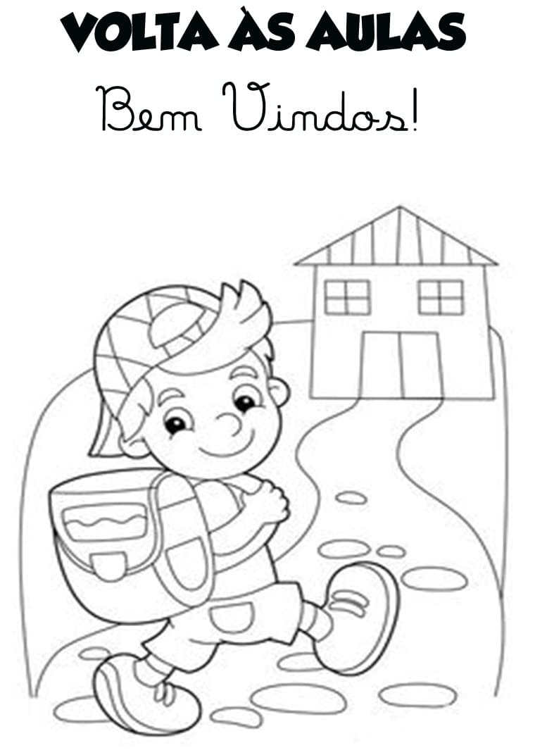 Desenho de Voltá as Aulas Ilustração para Imprimir em Pdf e Pintar
