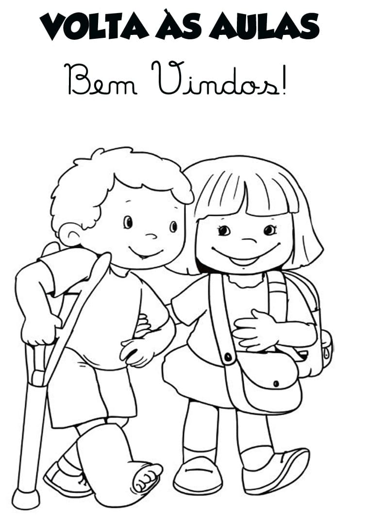 Desenho de Voltá as Aulas Imagens para Colorir com Giz de Cera e Pintar