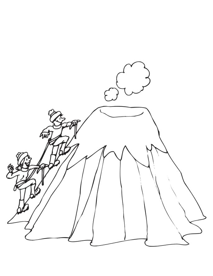 Desenho Subindo Vulcão para Colorir e Pintar