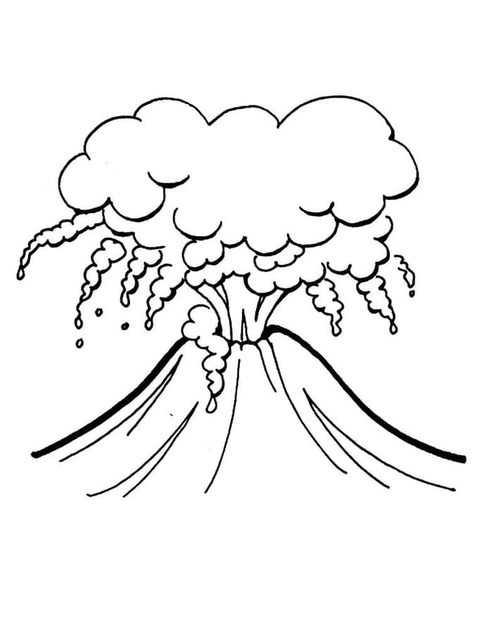 Desenho Vulcão Perigoso para Colorir e Pintar