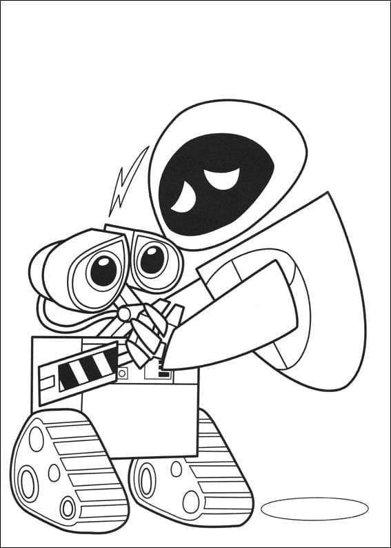 Desenho Eva com Wall e para Colorir e Pintar