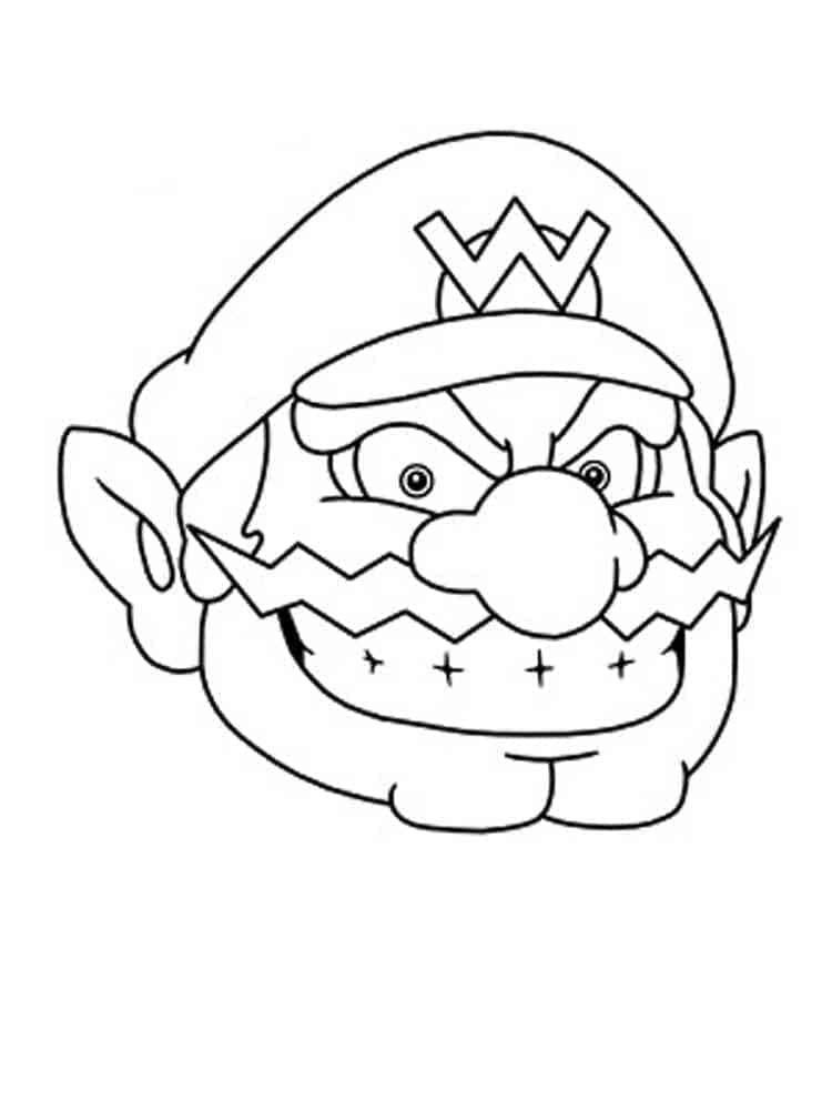 Desenho de o Rosto de Wario para Colorir e Pintar