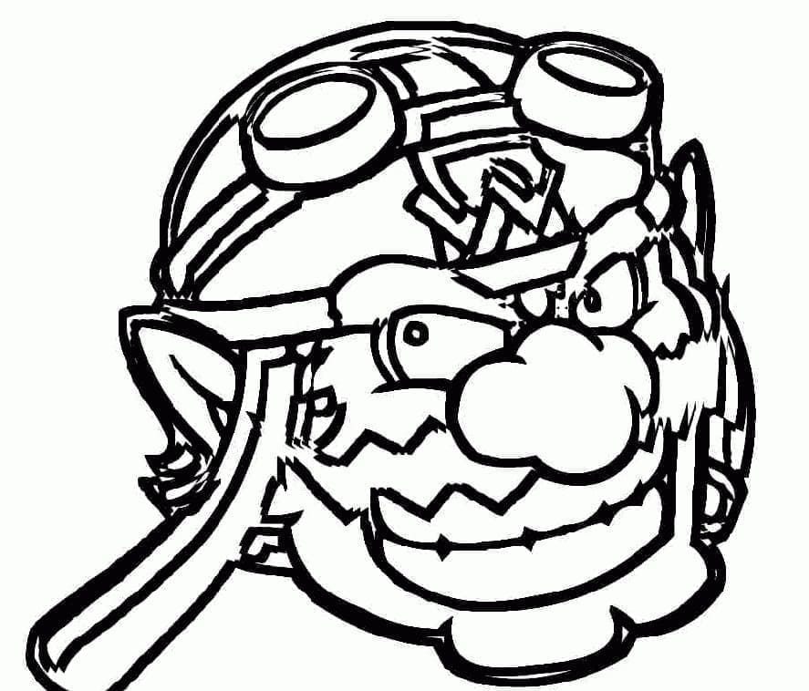 Desenho de Rosto de Wario para Colorir e Pintar