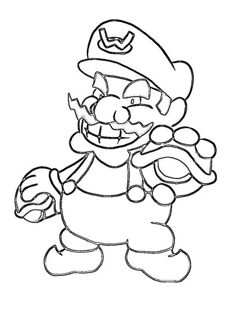 Desenho de Wario Engraçado para Colorir e Pintar
