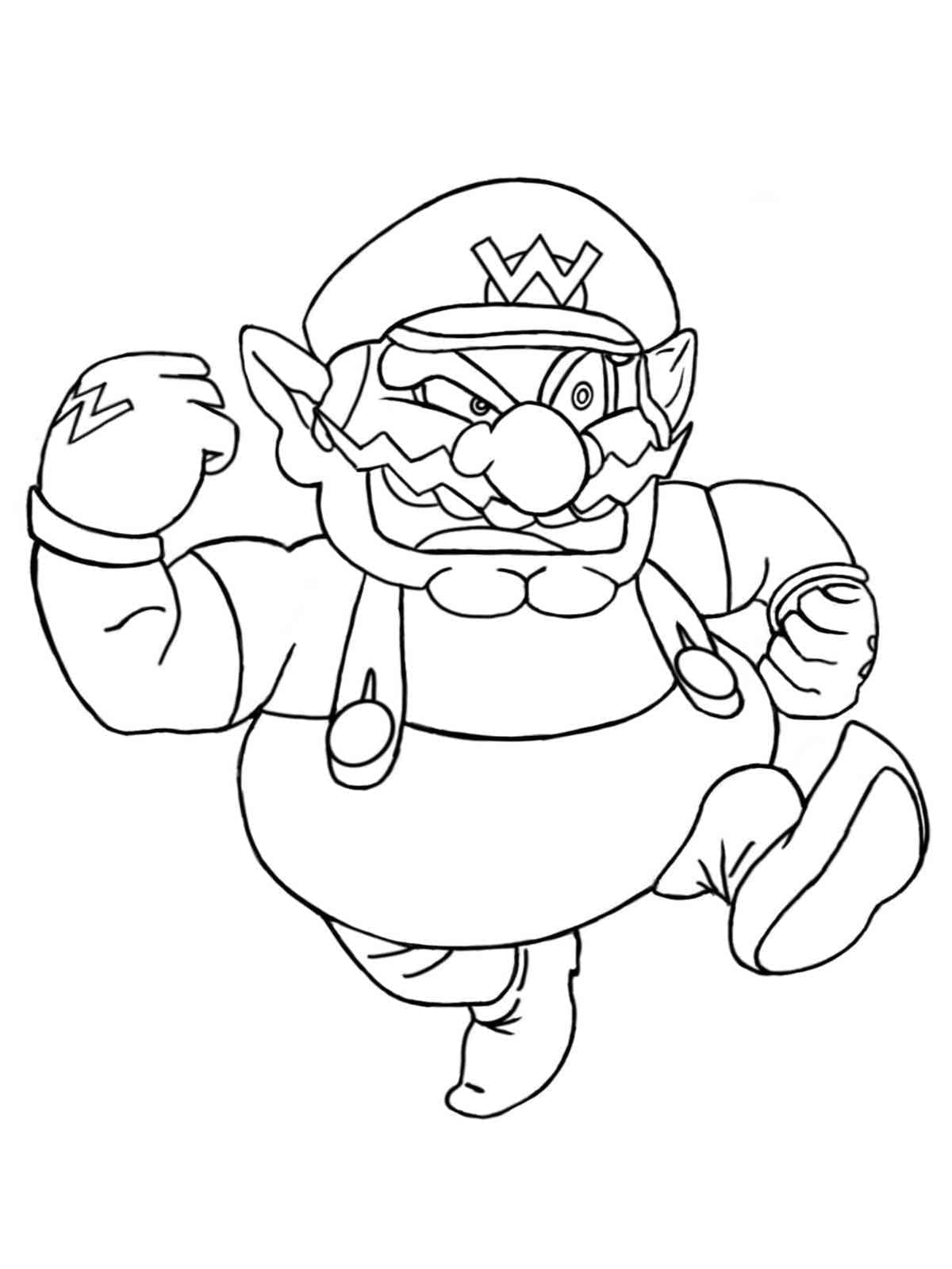 Desenho de Wario Grátis para Crianças para Colorir e Pintar