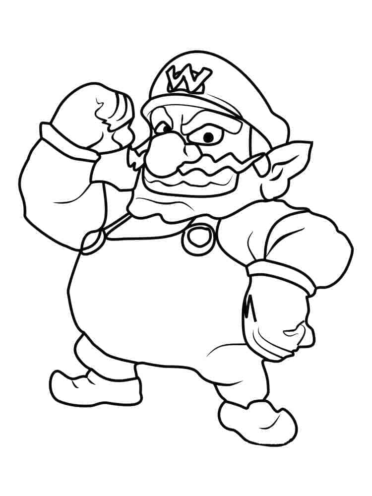 Desenho de Wario Grátis para Colorir e Pintar