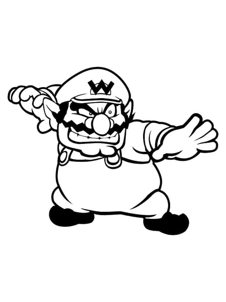 Desenho de Wario Imprimivel para Crianças para Colorir e Pintar
