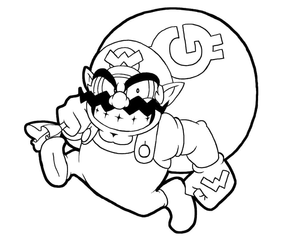 Desenho de Wario para Crianças para Colorir e Pintar