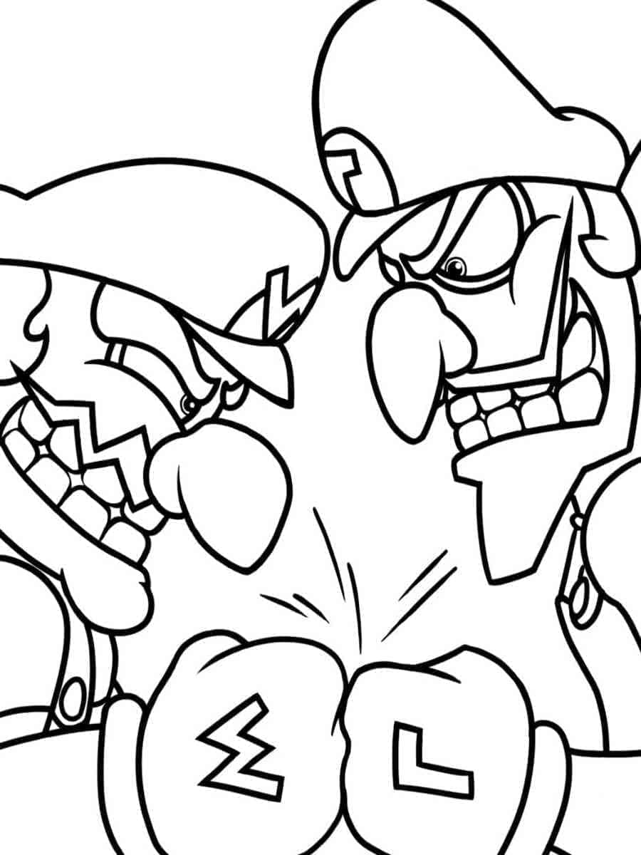 Desenho de Wario e Waluigi para Colorir e Pintar