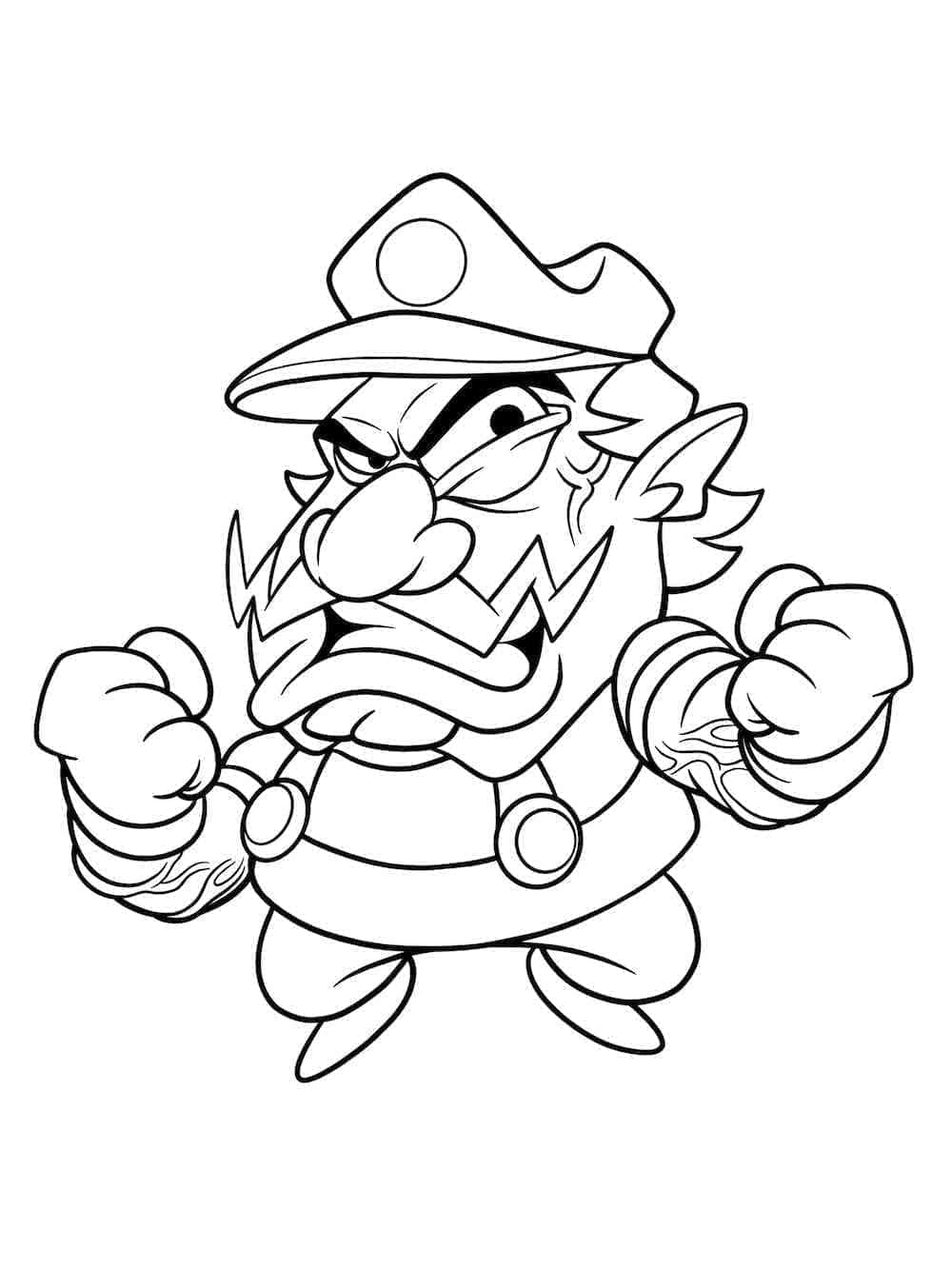 Desenho de Wario Muito Engraçado para Colorir e Pintar
