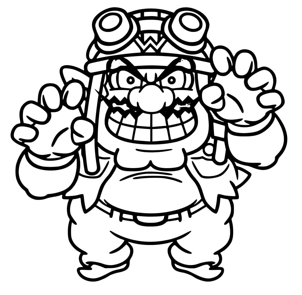 Desenho de Wario Muito Malvado para Colorir e Pintar