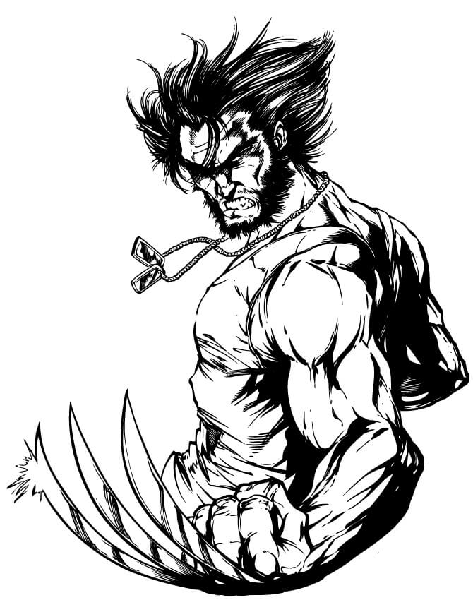 Desenho de Wolverine para Pintar com Lápis de Cor