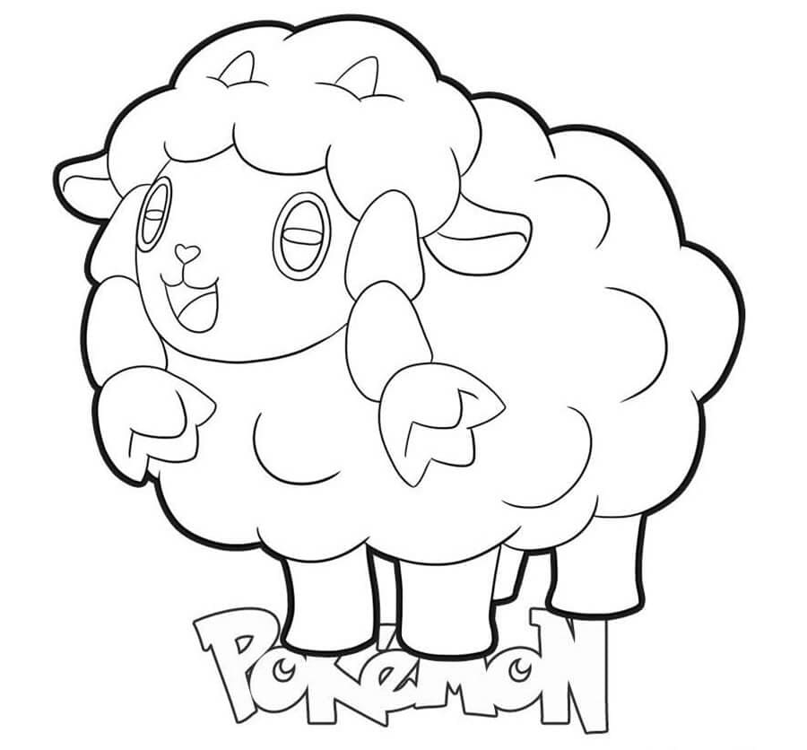 Desenho de Pokemon Wooloo Feliz para Colorir e Pintar