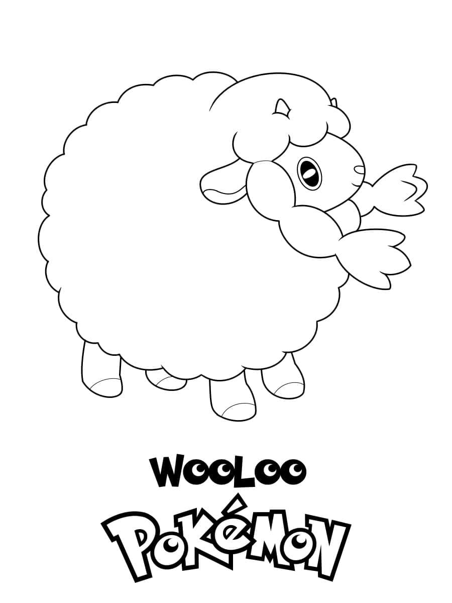 Desenho de Pokemon Wooloo Fofo para Colorir e Pintar