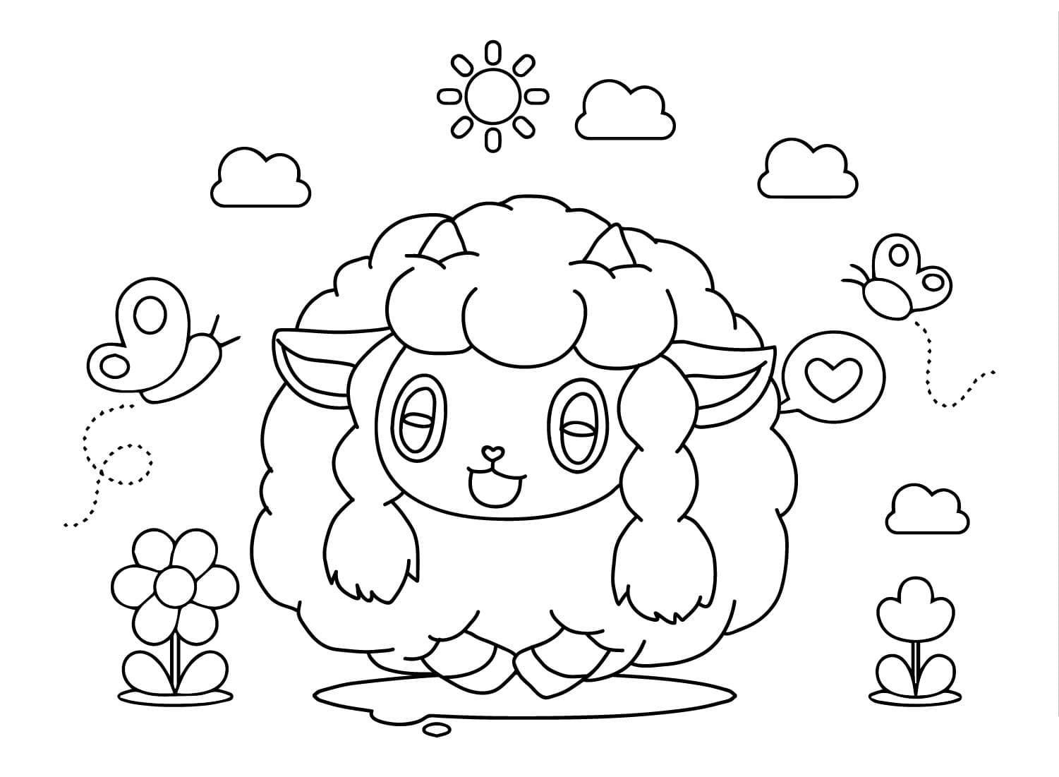 Desenho de Pokemon Wooloo Muito Fofo para Colorir e Pintar