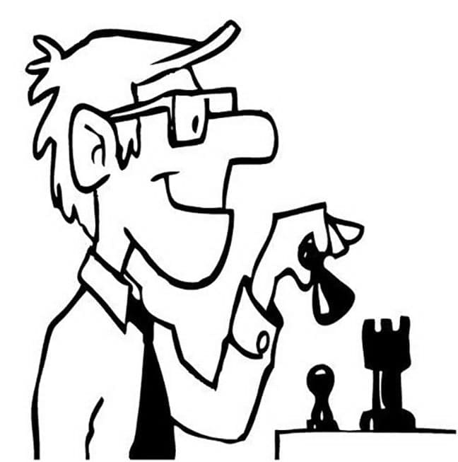 Desenho de Homem Jogá Xadrez para Colorir e Pintar