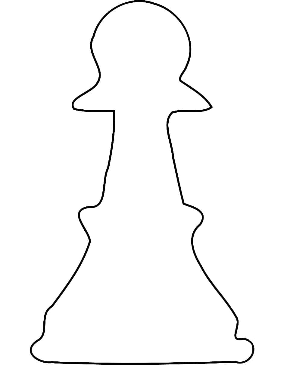 Desenho de Peça de Xadrez Simples para Colorir e Pintar
