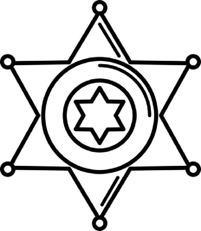 Desenho de Distintivo de Xerife para Colorir e Pintar