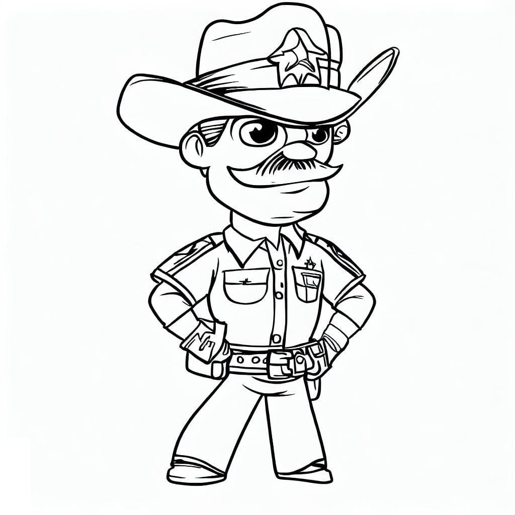 Desenho de Pequeno Xerife para Colorir e Pintar