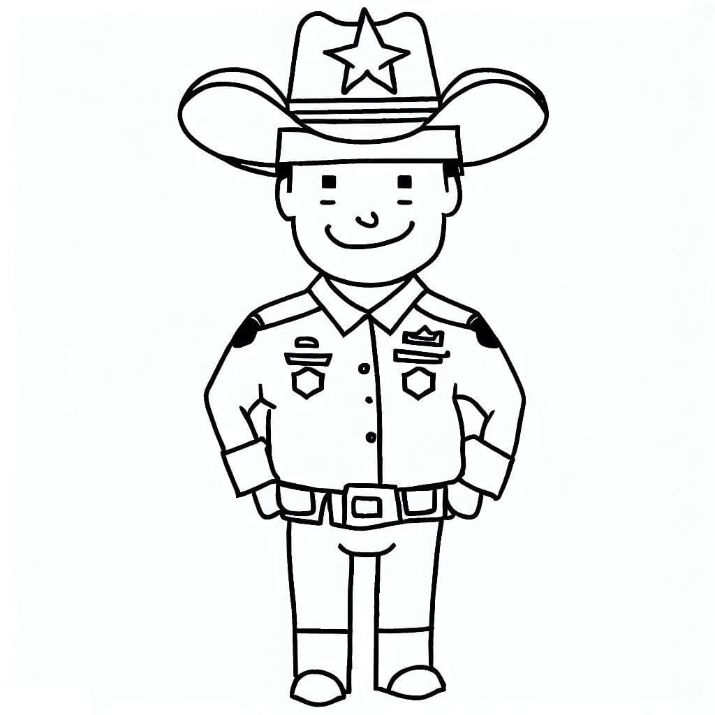 Desenho de um Xerife para Colorir e Pintar