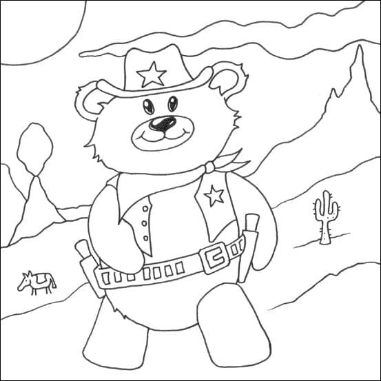 Desenho de Urso Xerife para Colorir e Pintar