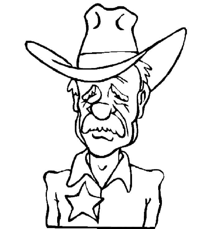 Desenho de Velho Xerife para Colorir e Pintar