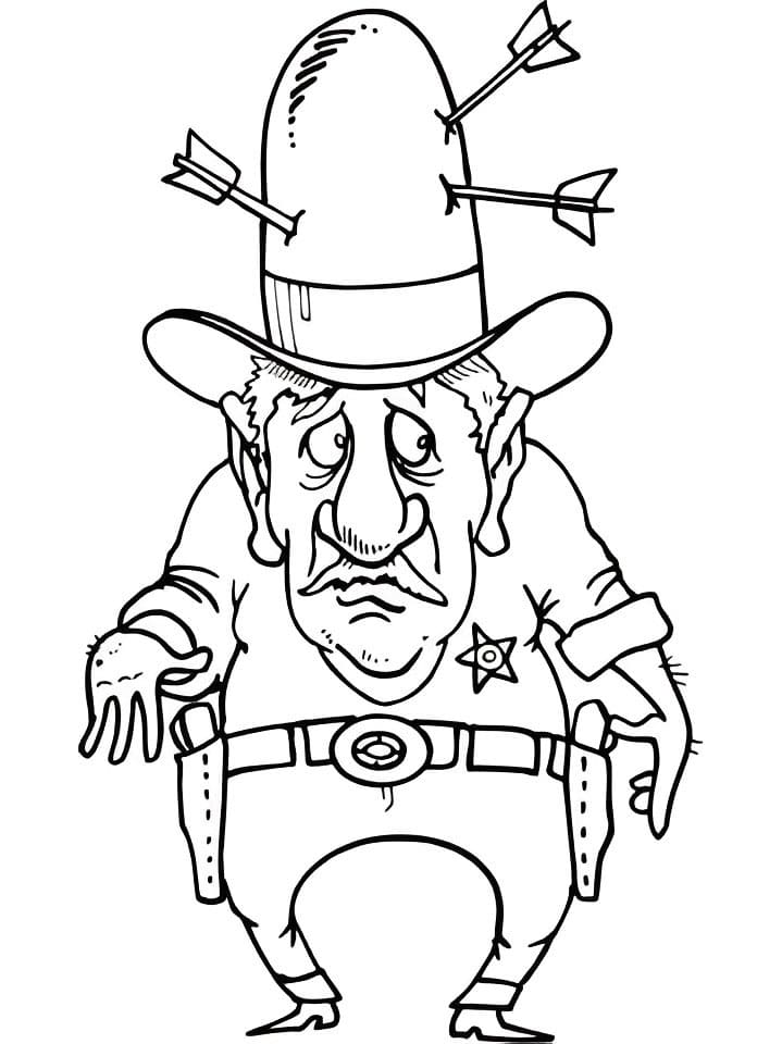 Desenho de Xerife Assustado para Colorir e Pintar