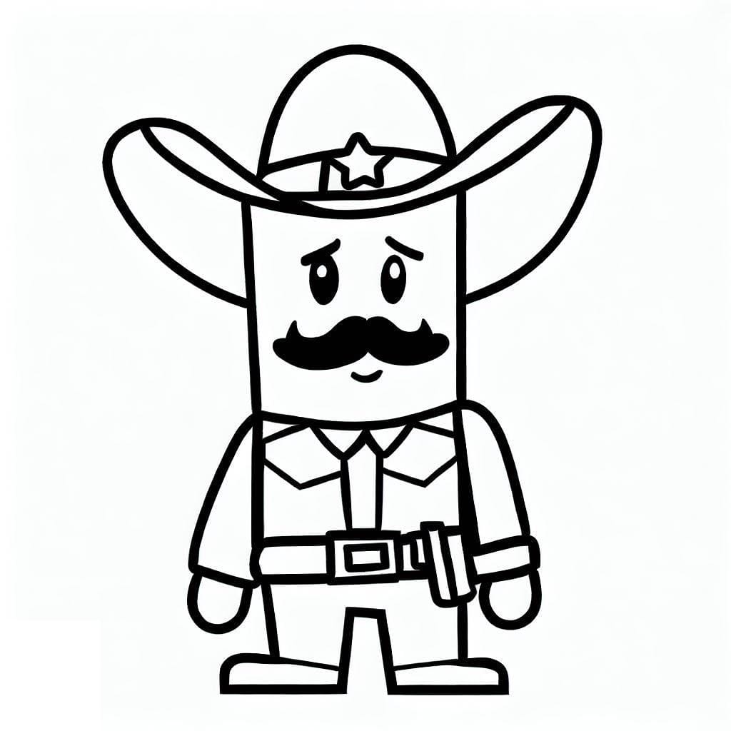 Desenho de Xerife de Desenho Animado para Colorir e Pintar