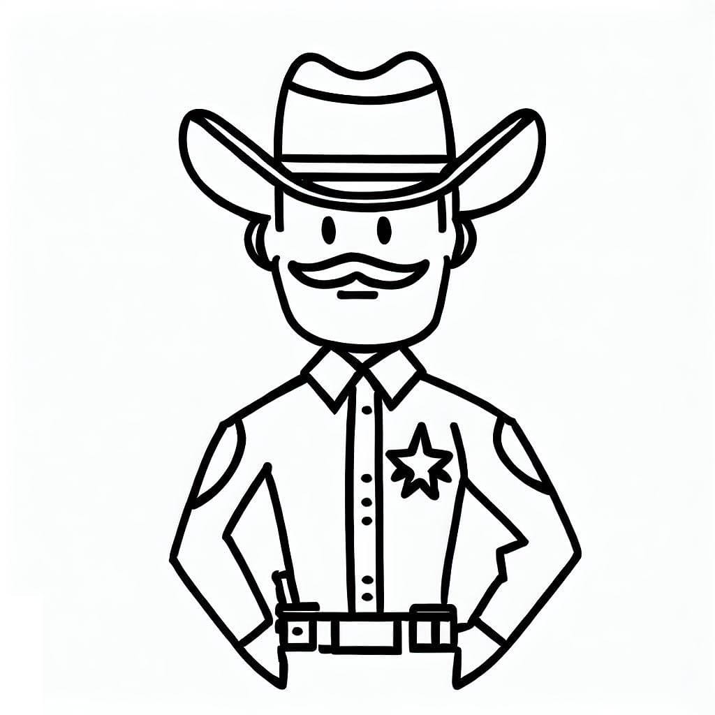 Desenho de Xerife Feliz para Colorir e Pintar
