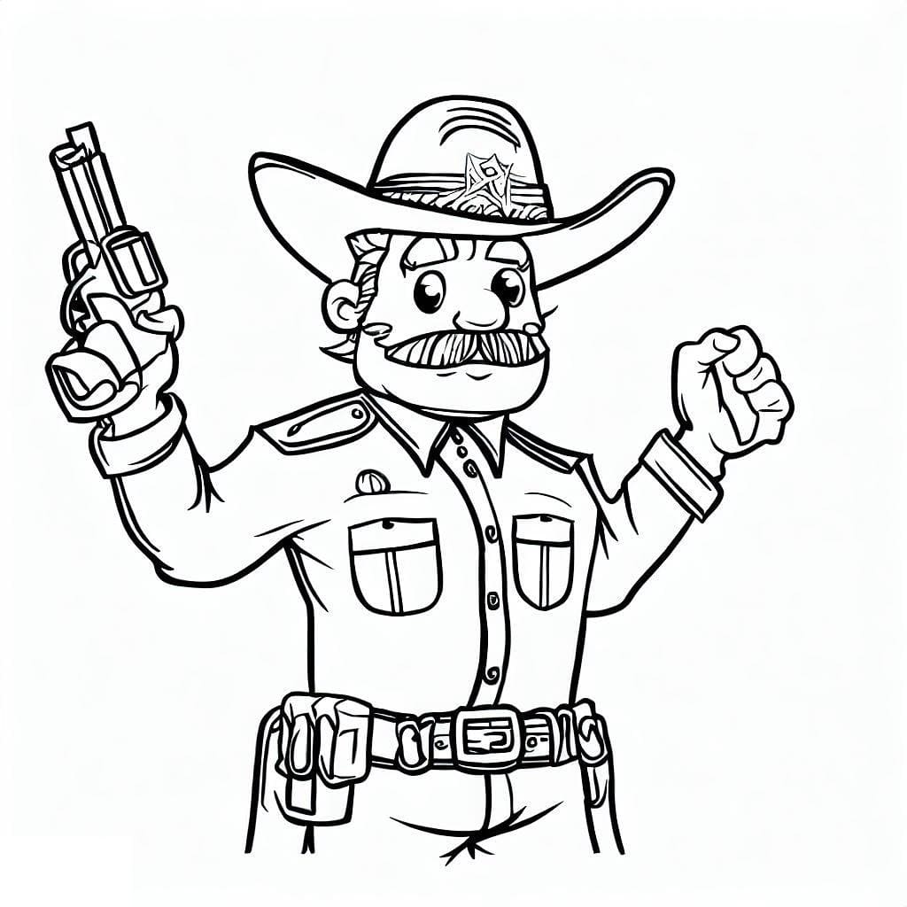 Desenho de Xerife Imprimivel para Colorir e Pintar