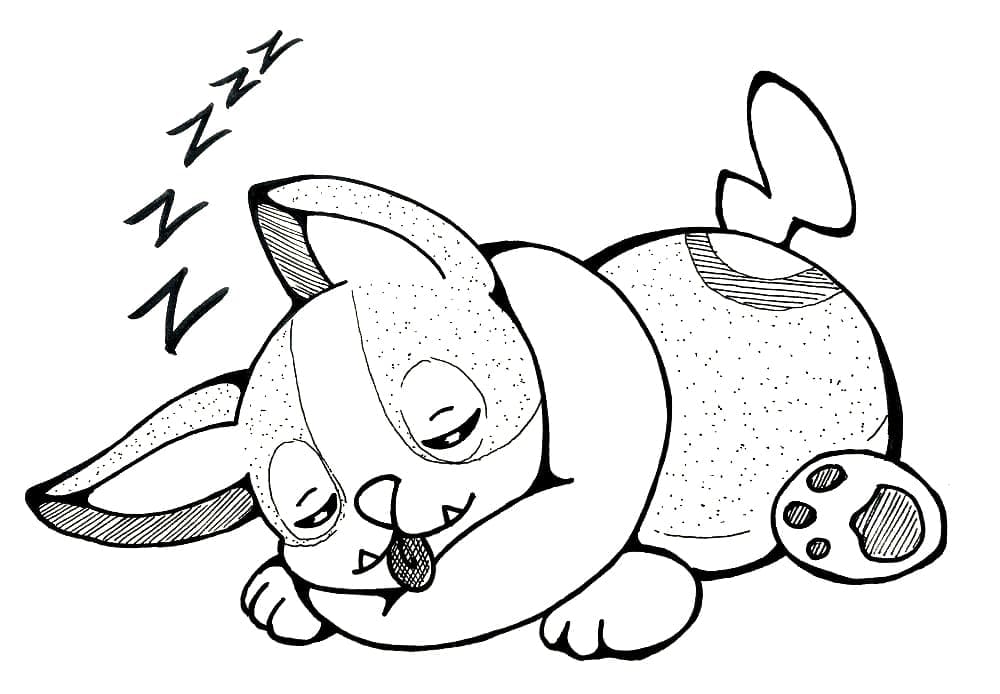 Desenho de Pokemon Yamper Dormindo para Colorir e Pintar
