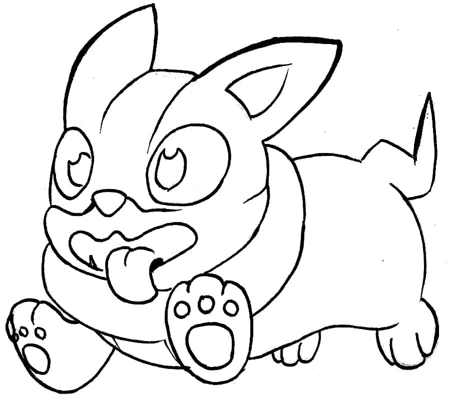 Desenho de Pokemon Yamper Engraçado para Colorir e Pintar