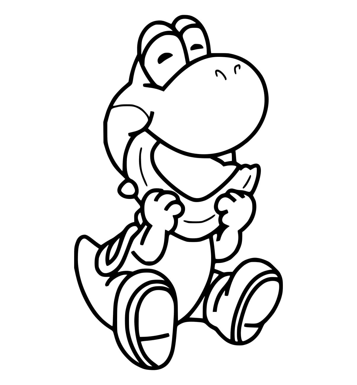 Desenho de Yoshi Comendo Melancia para Colorir e Pintar