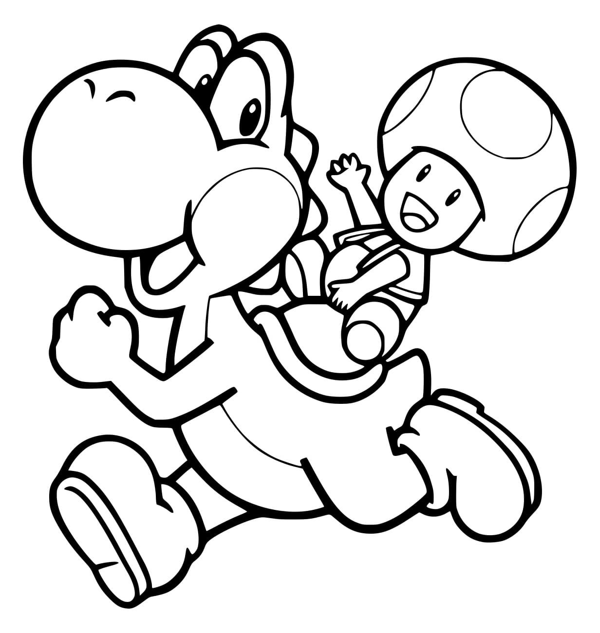 Desenho de Yoshi e Sapo para Colorir e Pintar