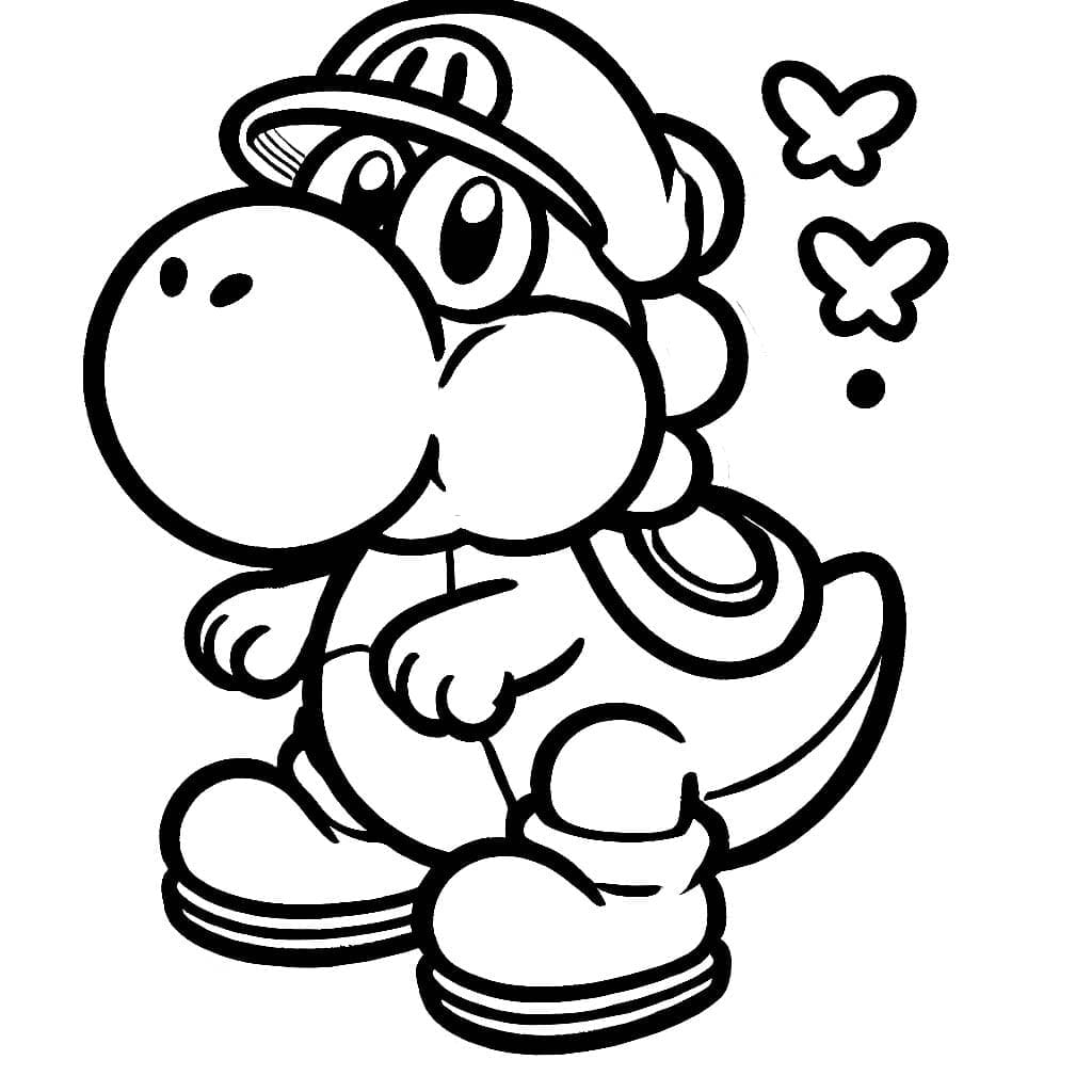 Desenho de Yoshi e Super Fofo para Colorir e Pintar
