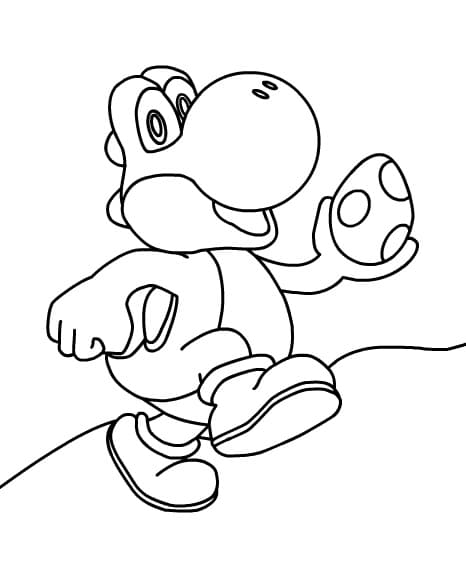 Desenho Yoshi com Ovo para Colorir e Pintar
