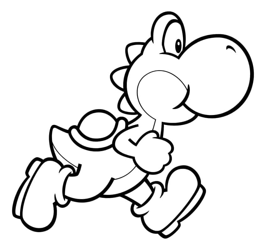 Desenho Yoshi Correndo para Colorir e Pintar