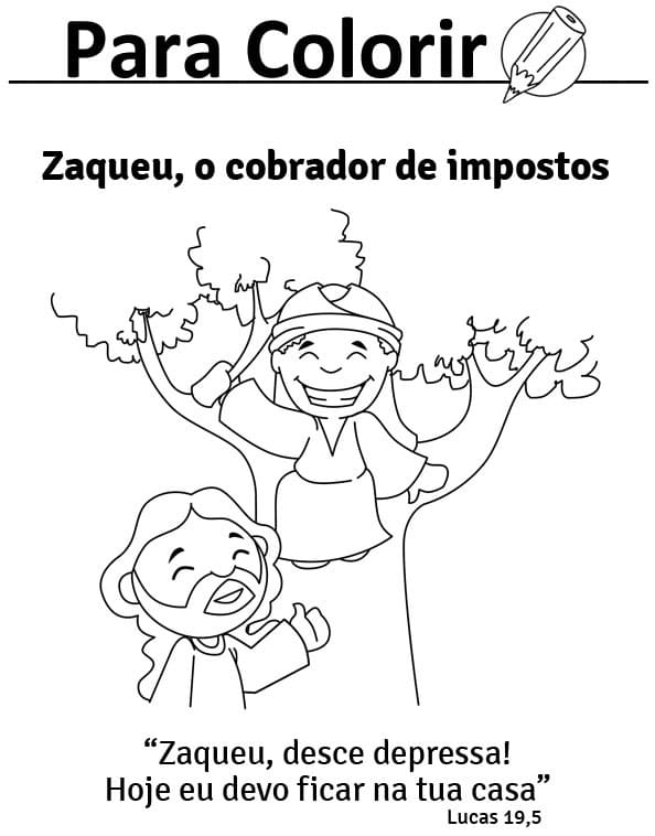 Desenho de Zaqueu Bíblia para Colorir Imprimivel Grátis e Pintar