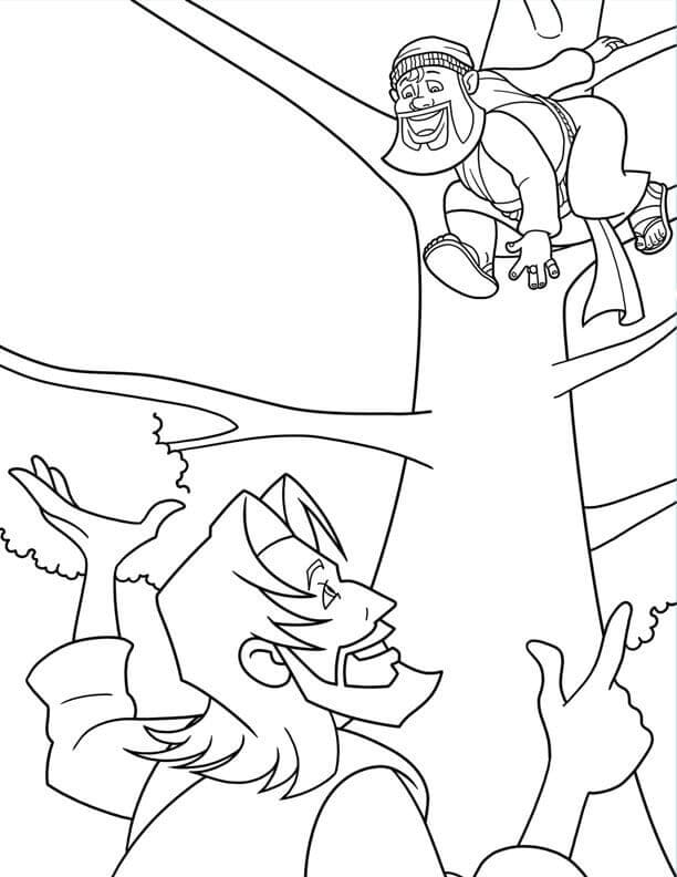 Desenho de Zaqueu no Evangelho para Colorir com Lápis de Cor e Pintar