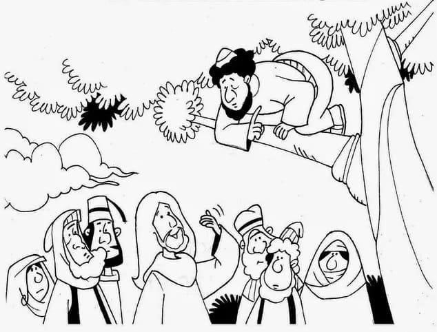 Desenho de Zaqueu Passagem Bíblica para Colorir Imprimir e Pintar