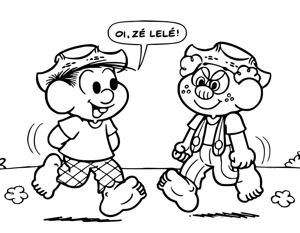 Desenho de Zé Lele e Chico Bento para Colorir e Pintar