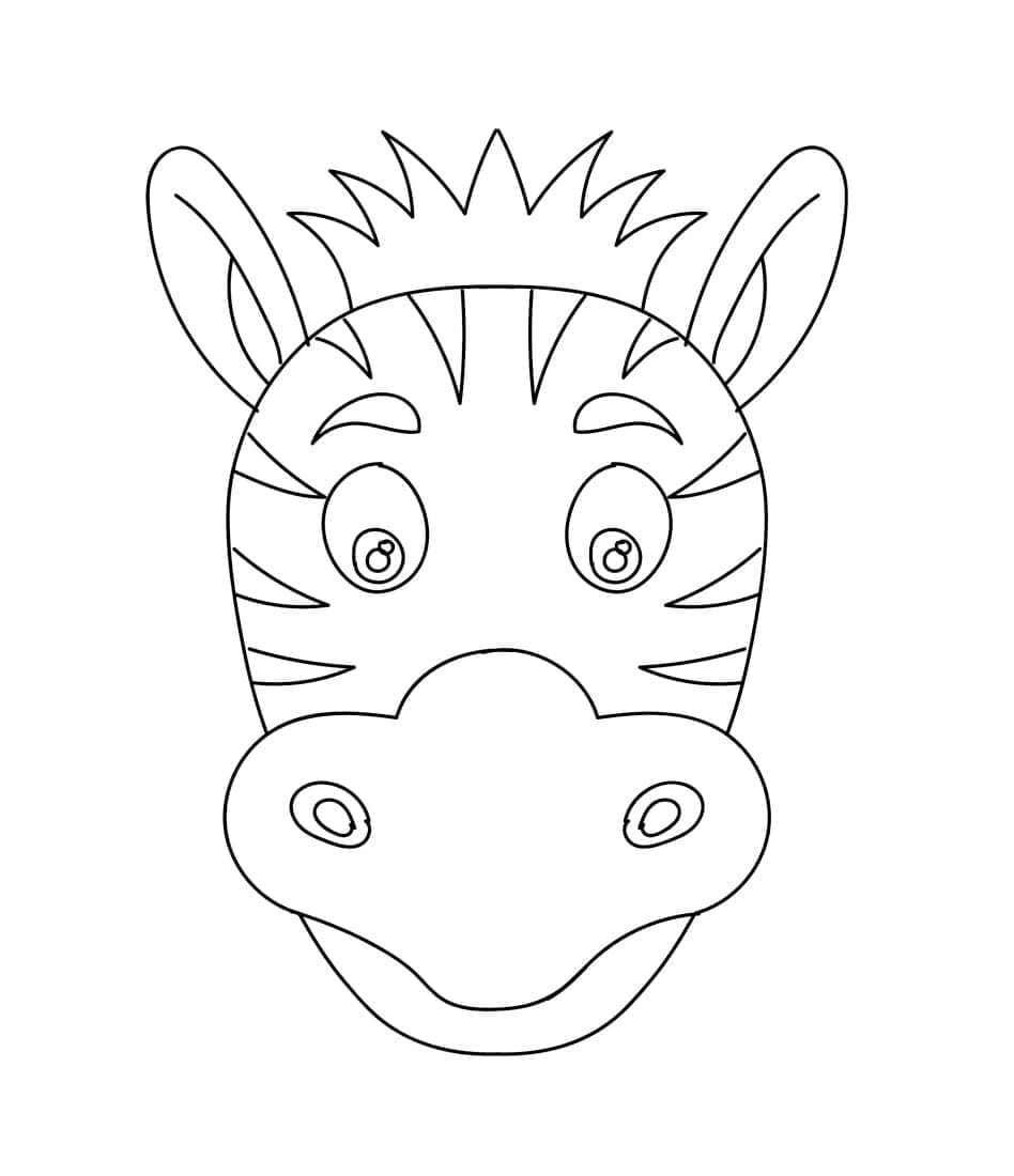 Desenho de Cara de Zebra para Colorir e Pintar