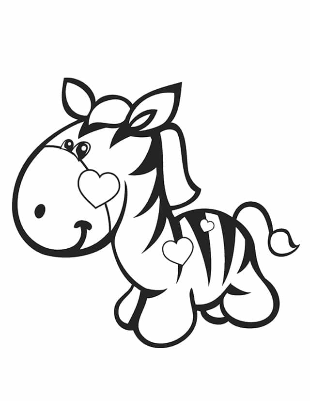Desenho de Pequena Zebra para Colorir e Pintar