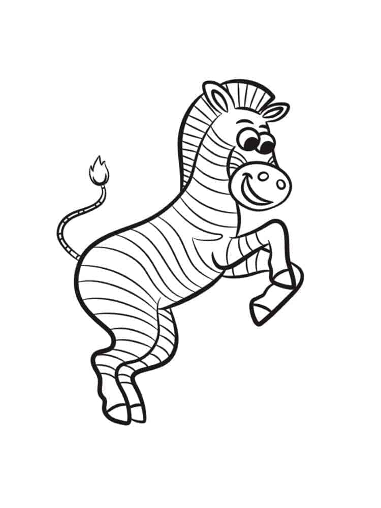 Desenho de uma Zebra Alegre para Colorir e Pintar