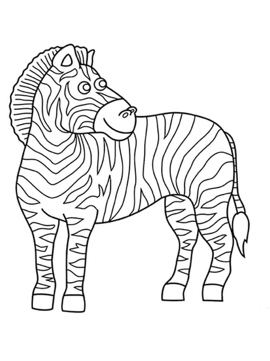 Desenho de uma Zebra Animada para Colorir e Pintar