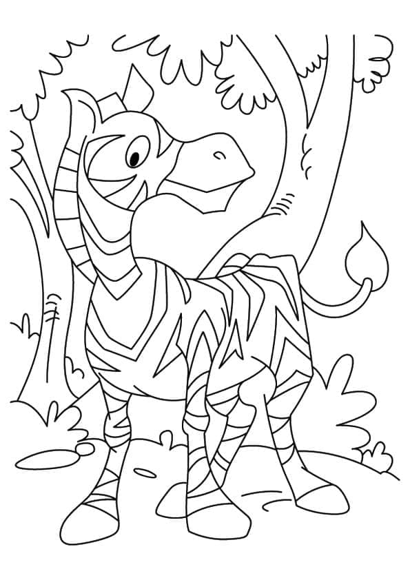 Desenho de uma Zebra Feliz para Colorir e Pintar