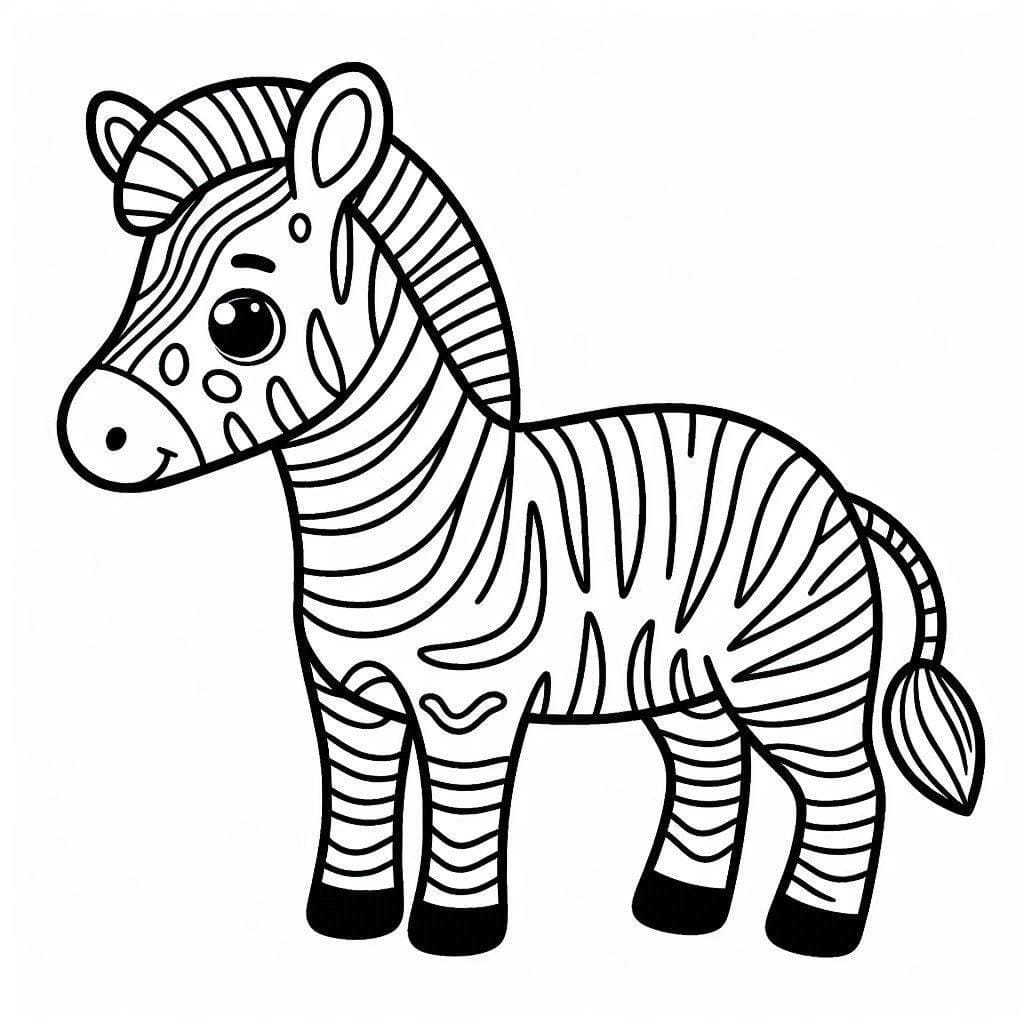 Desenho de uma Zebra Fofa para Colorir e Pintar