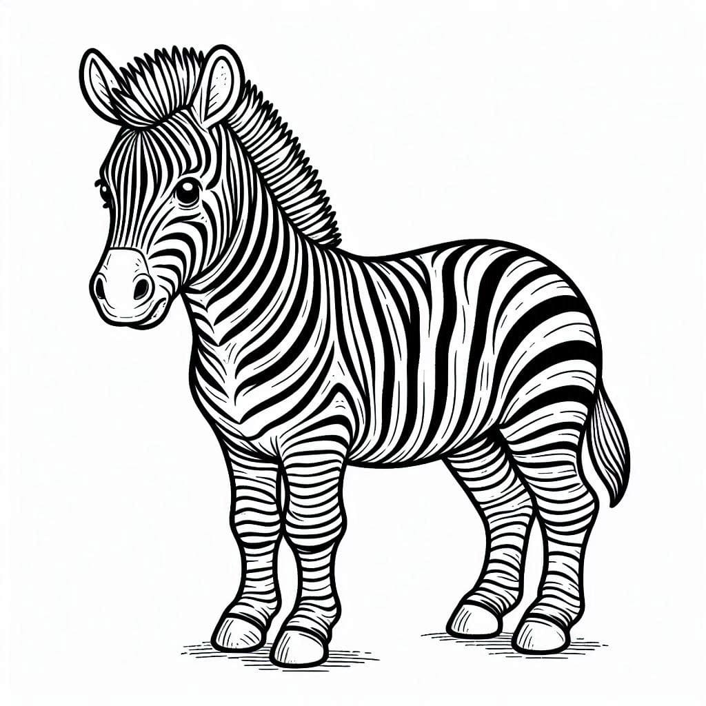 Desenho de uma Zebra Normal para Colorir e Pintar
